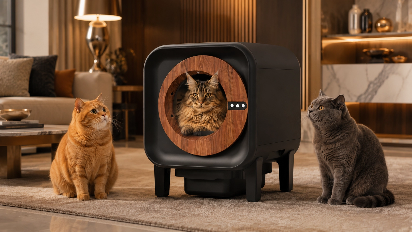 Self-Cleaning Deodorizing Litter Box · Spacious for Multi-Cat Homes · GuardLynx