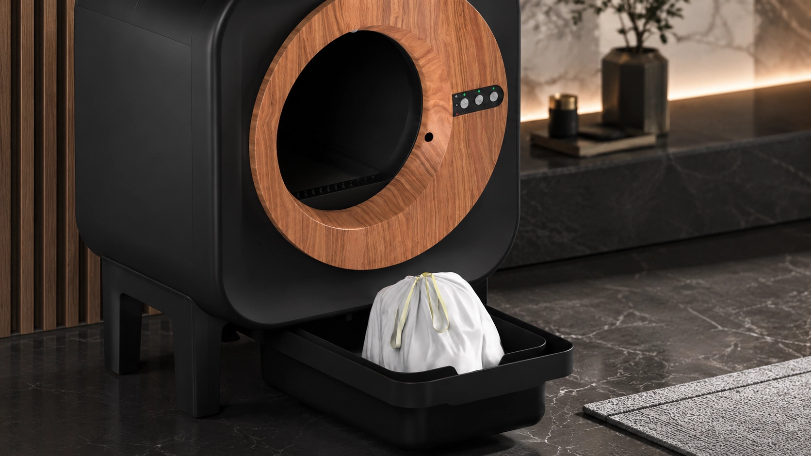 Self-Cleaning Deodorizing Litter Box · Drawer Waste Bin for Easy Cleanup · GuardLynx