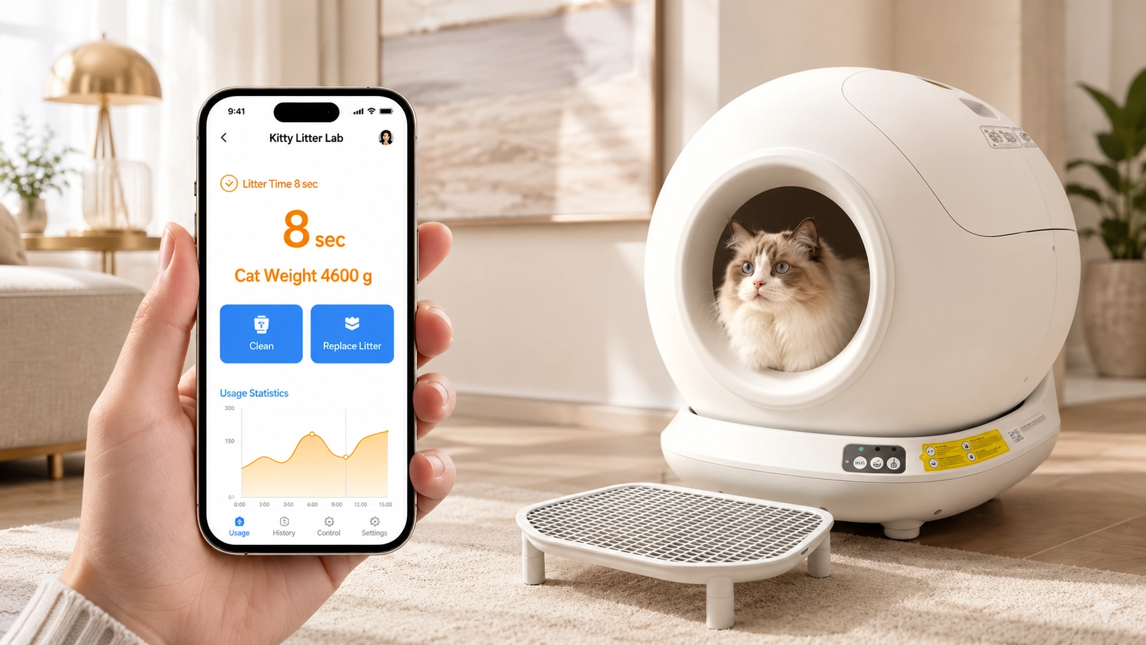 Smart Automatic Cat Litter Box · App-Controlled at a Glance · GuardLynx