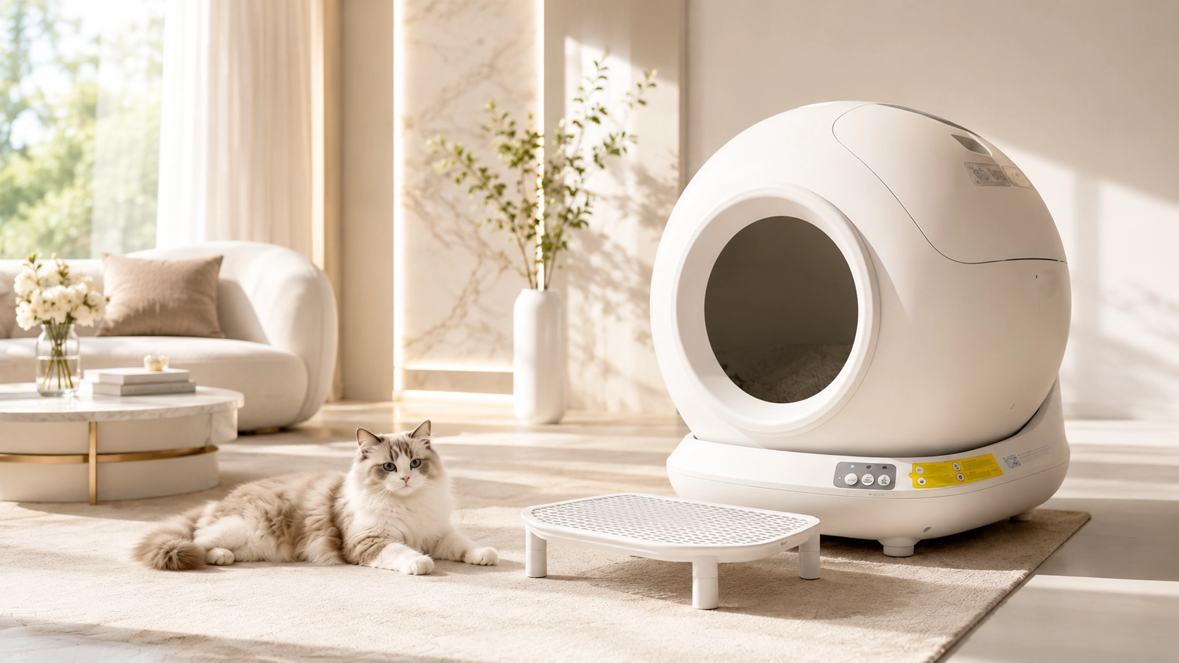Smart Automatic Cat Litter Box · Ivory White · GuardLynx