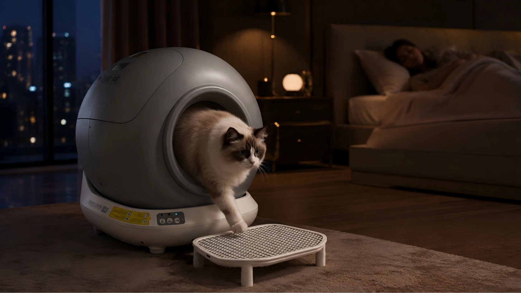 Smart Automatic Cat Litter Box · Quiet Night, Peaceful Sleep · GuardLynx