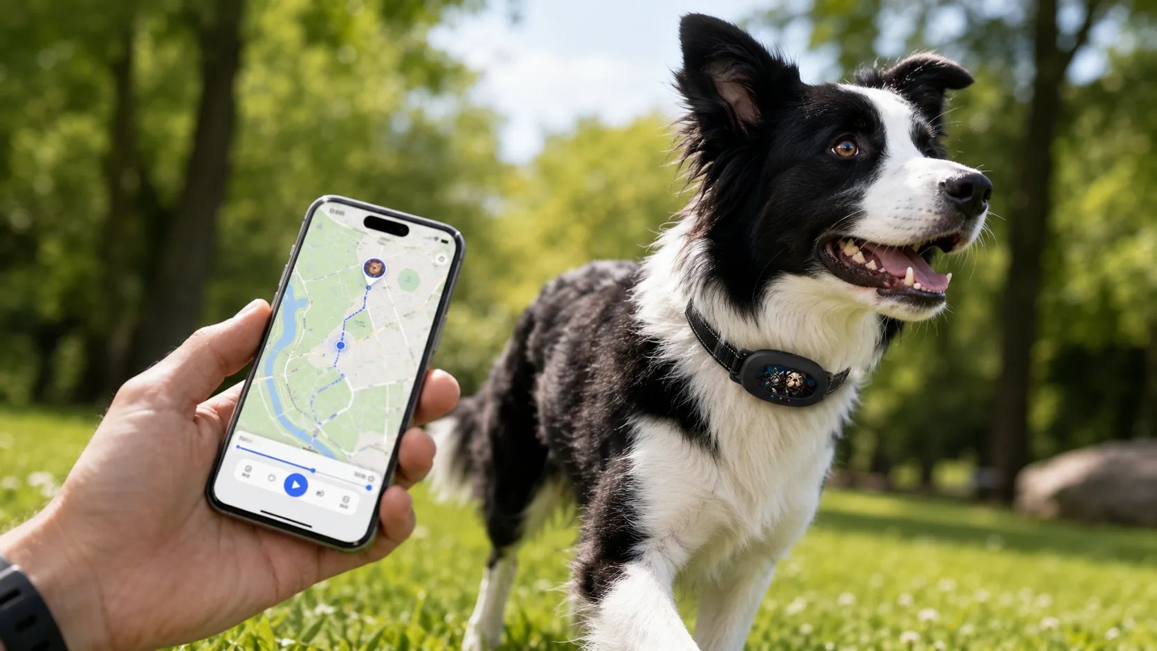 GuardHound Long-Lasting GPS Pet Tracker · Global Satellite Coverage · GuardHound DOG