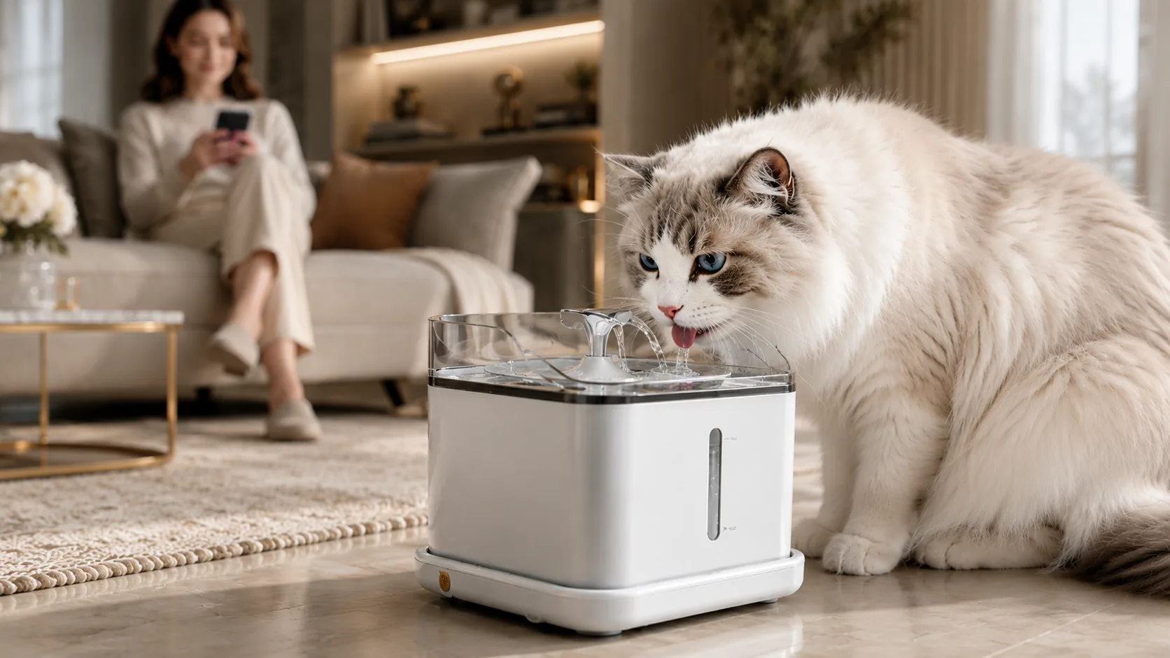Hydro-Separation Smart Pet Water Fountain · Smart Flowing Water · GuardLynx