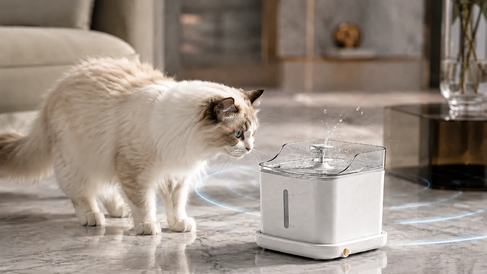 Hydro-Separation Smart Pet Water Fountain · Radar Induction · GuardLynx