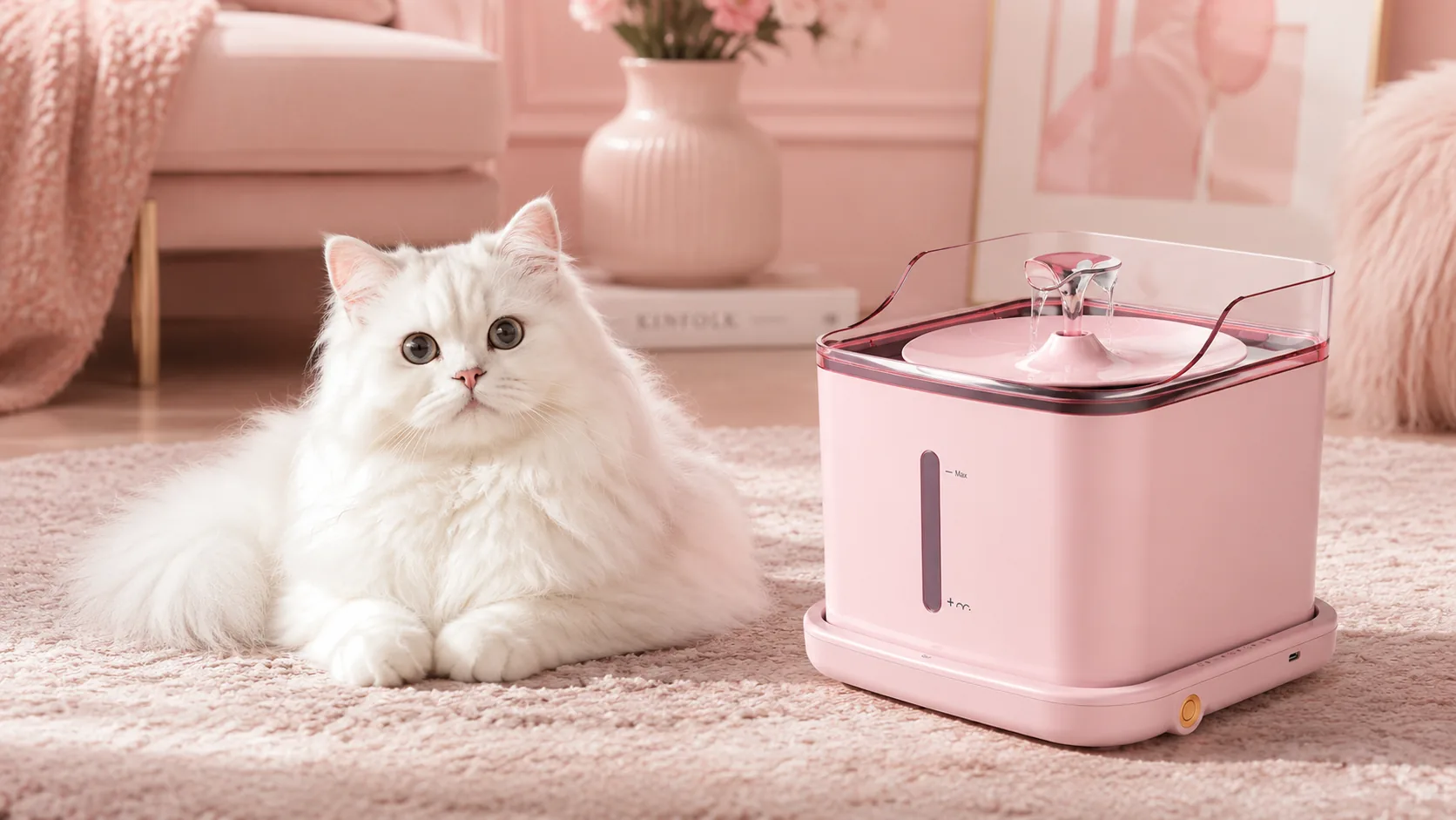 Hydro-Separation Smart Pet Water Fountain · Peach Pink · GuardLynx