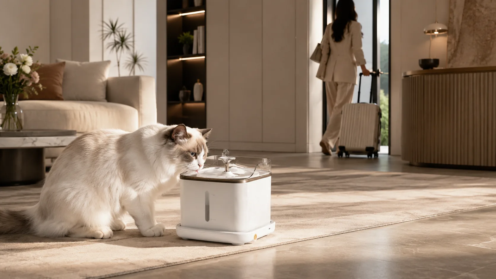 Hydro-Separation Smart Pet Water Fountain · Morning Fresh Hydration · GuardLynx
