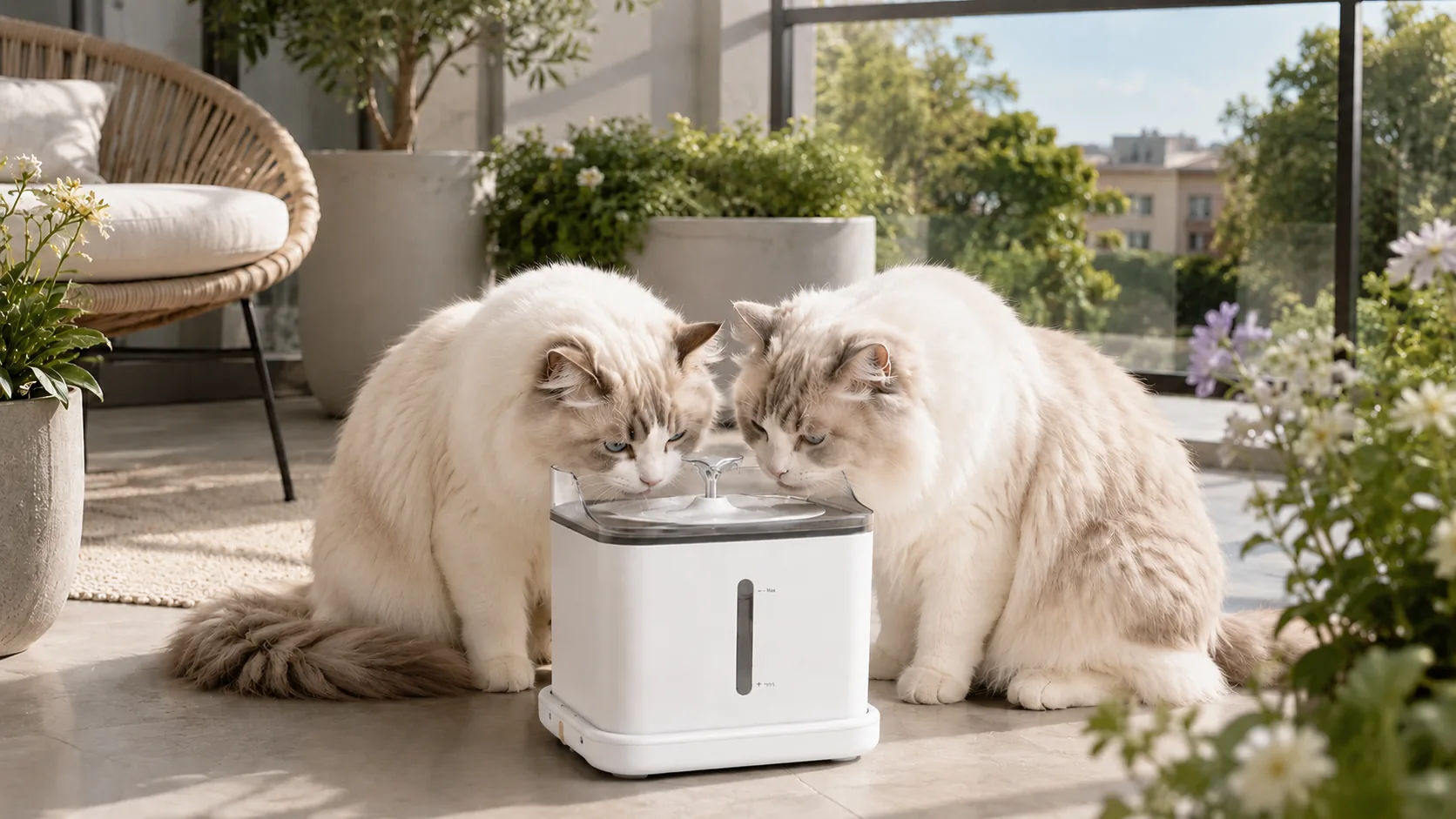 Hydro-Separation Smart Pet Water Fountain · Dual Pet Shared Drinking · GuardLynx