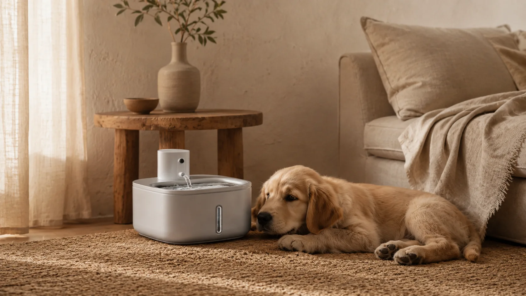 GuardHound Smart Water Fountain for Pets · Living Room Hydration Station · GuardHound DOG