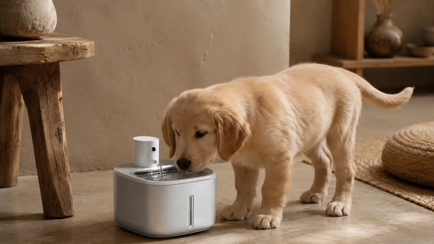 GuardHound Smart Water Fountain for Pets · Kitchen Corner Setup · GuardHound DOG