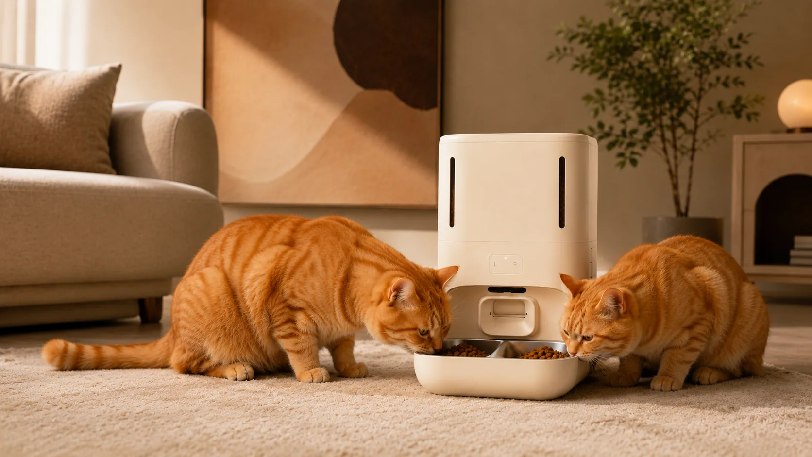 GuardLynx Mousse Smart Weighing Feeder · Dual Compartment Design · GuardLynx