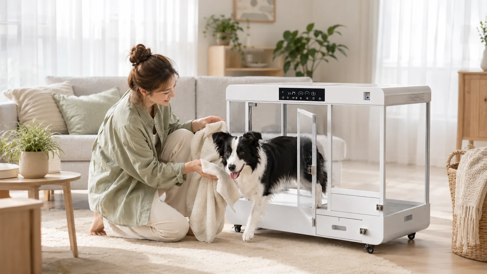 GuardHound Smart Climate-Controlled Pet Cabin · Cozy Living Room Setup · GuardHound DOG
