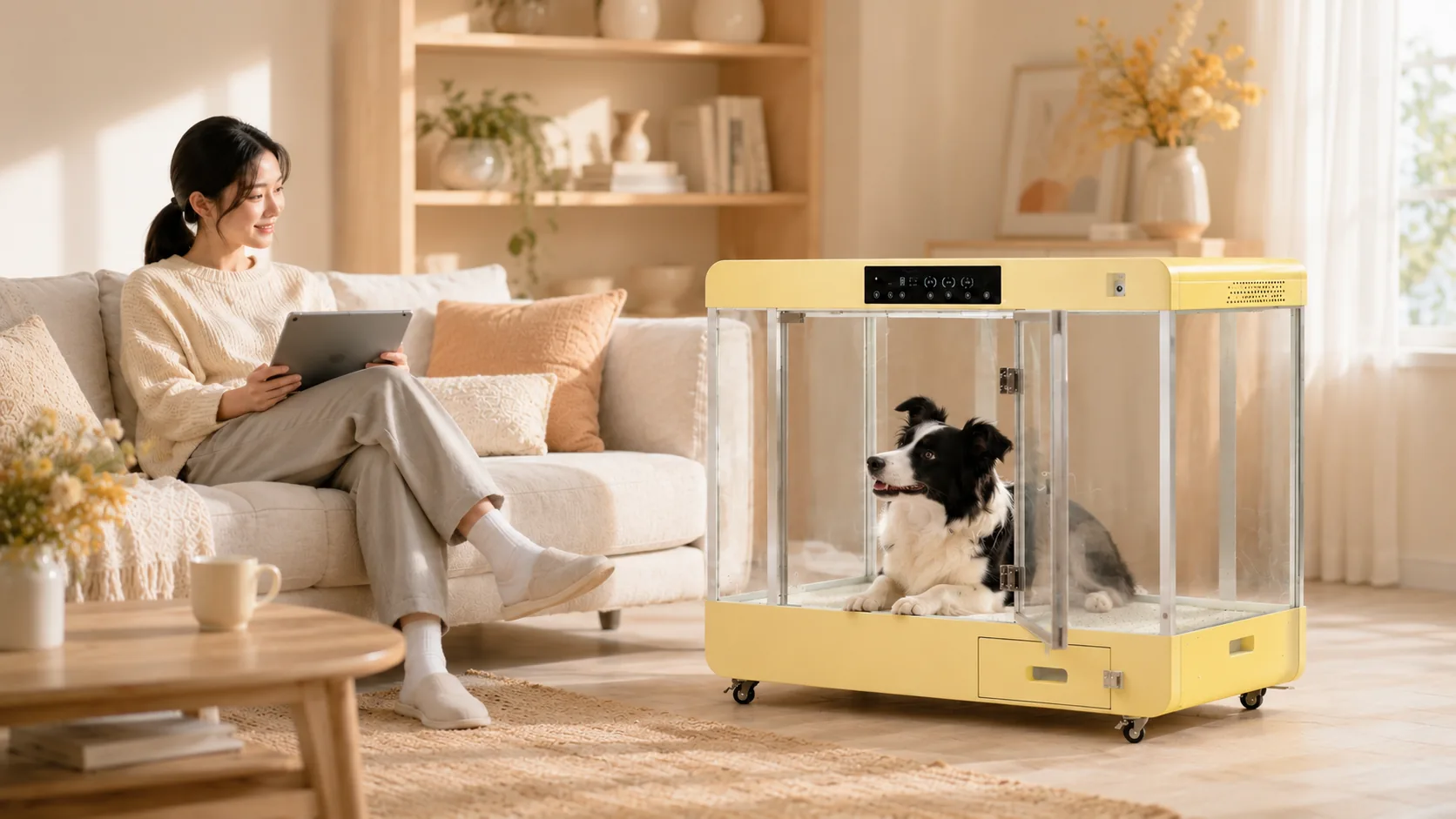GuardHound Smart Climate-Controlled Pet Cabin · Cream Yellow · GuardHound DOG