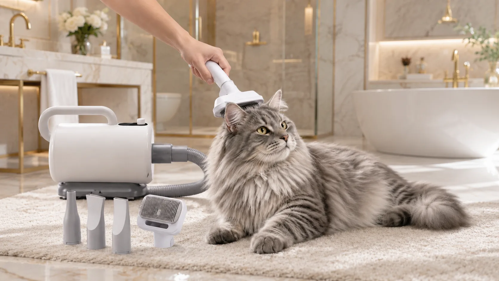 GuardLynx Smart Pet Blow Dryer · Brush While Drying · GuardLynx