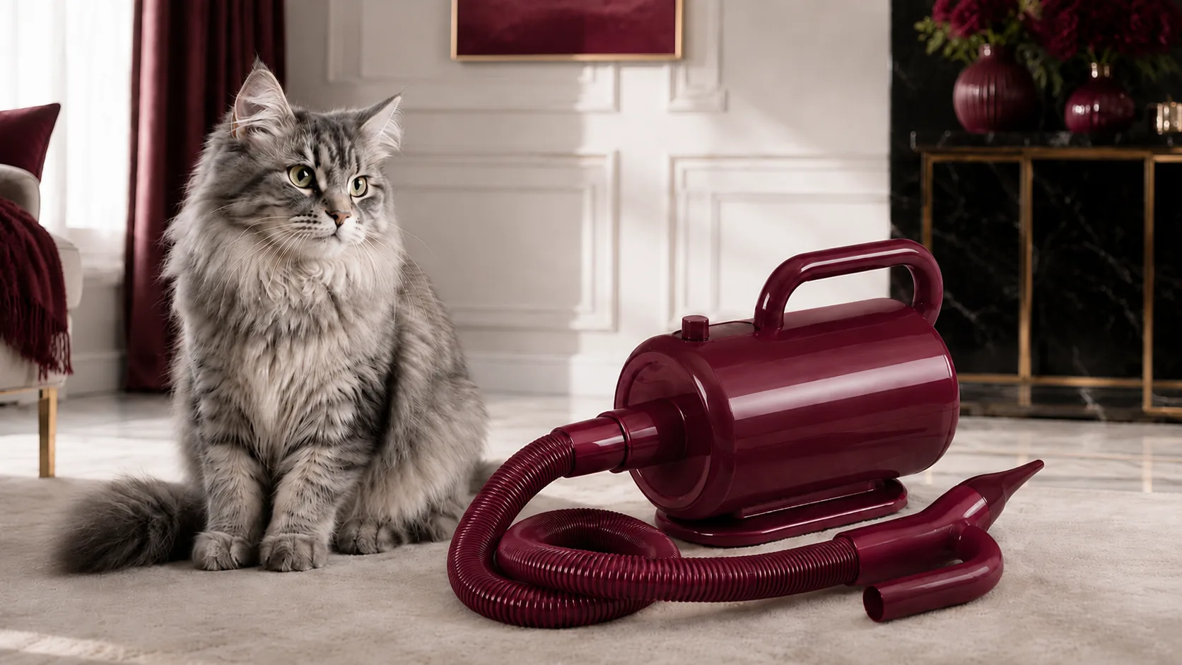 GuardLynx Smart Pet Blow Dryer · Burgundy Red · GuardLynx