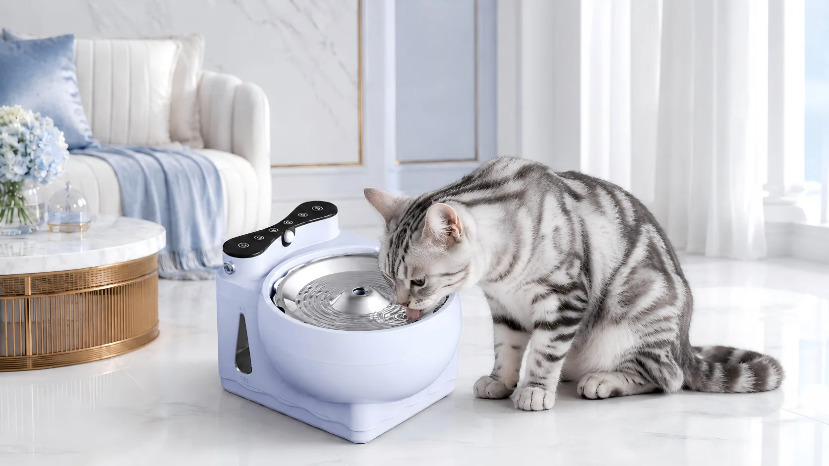 Hydrogen-Rich Smart Pet Water Dispenser · Fresh Flowing Water · GuardLynx