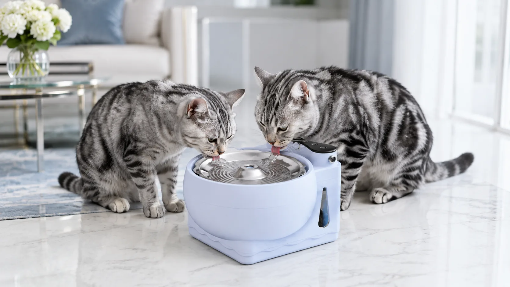 Hydrogen-Rich Smart Pet Water Dispenser · Wide Water Tray · GuardLynx