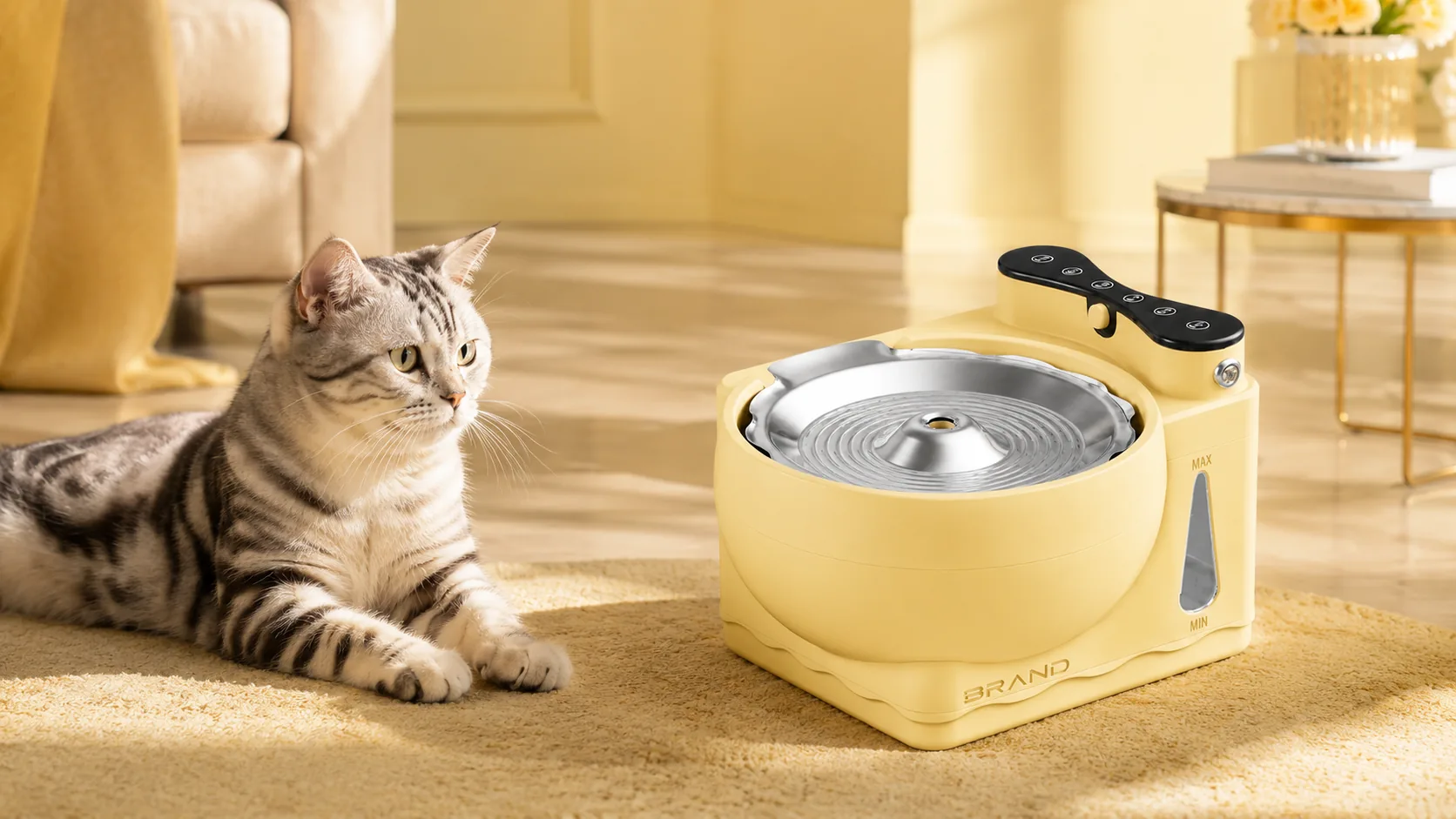 Hydrogen-Rich Smart Pet Water Dispenser · Champagne Cream · GuardLynx