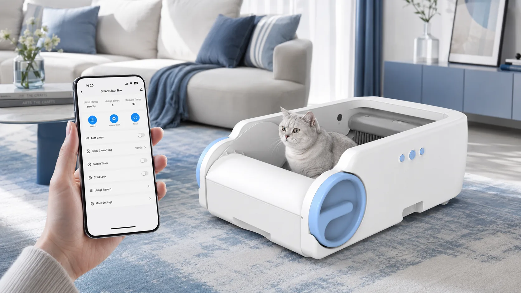 Open-Top Deodorizing Smart Litter Box · APP Smart Control · GuardLynx