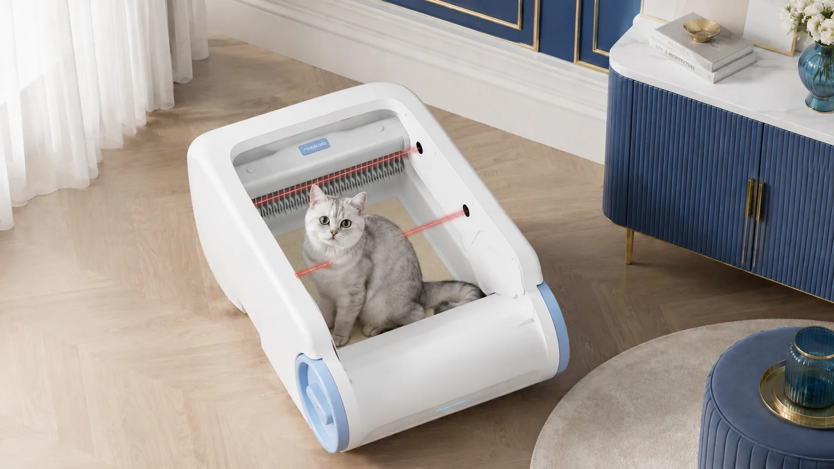Open-Top Deodorizing Smart Litter Box · AI Sensing Protection · GuardLynx