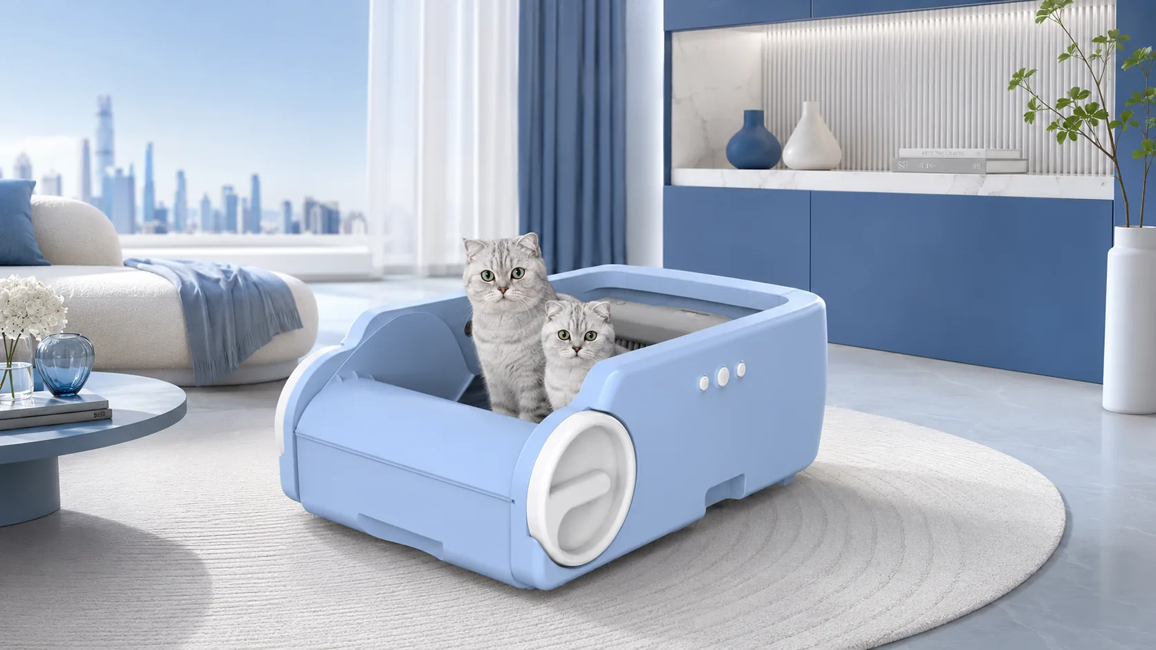 Open-Top Deodorizing Smart Litter Box · Large Capacity Comfort Space · GuardLynx