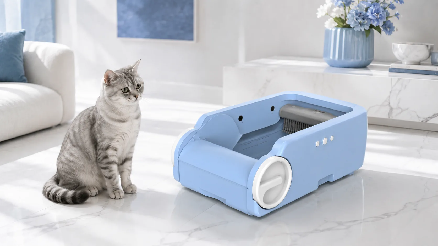 Open-Top Deodorizing Smart Litter Box · Starry Blue · GuardLynx