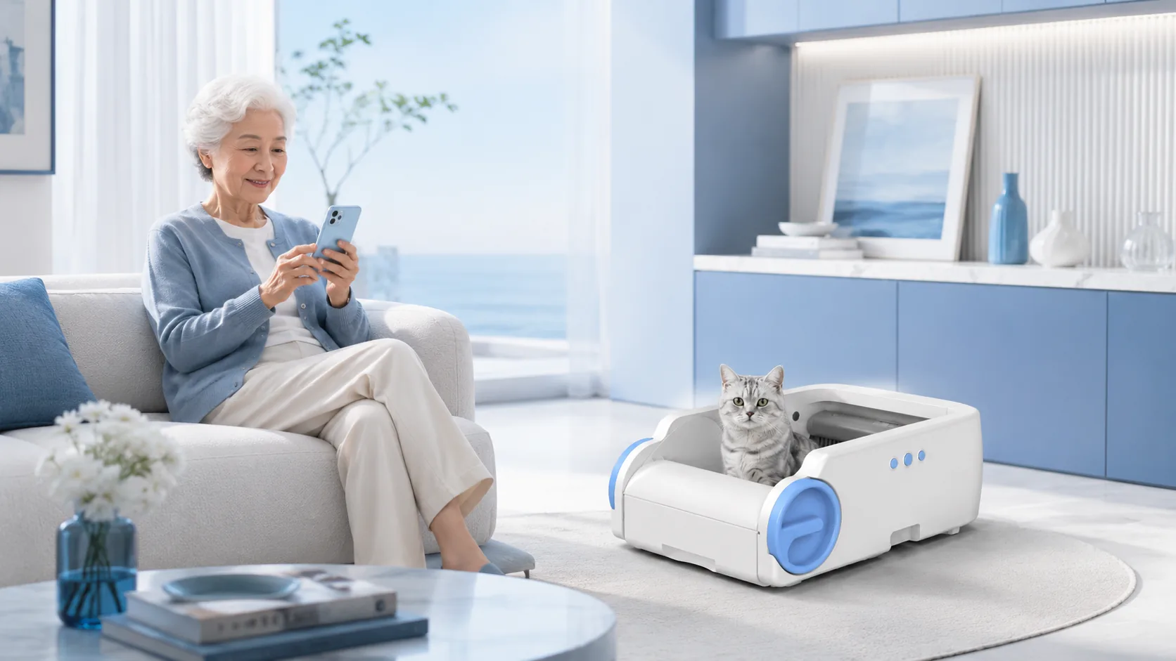 Open-Top Deodorizing Smart Litter Box · Remote Smart Management · GuardLynx
