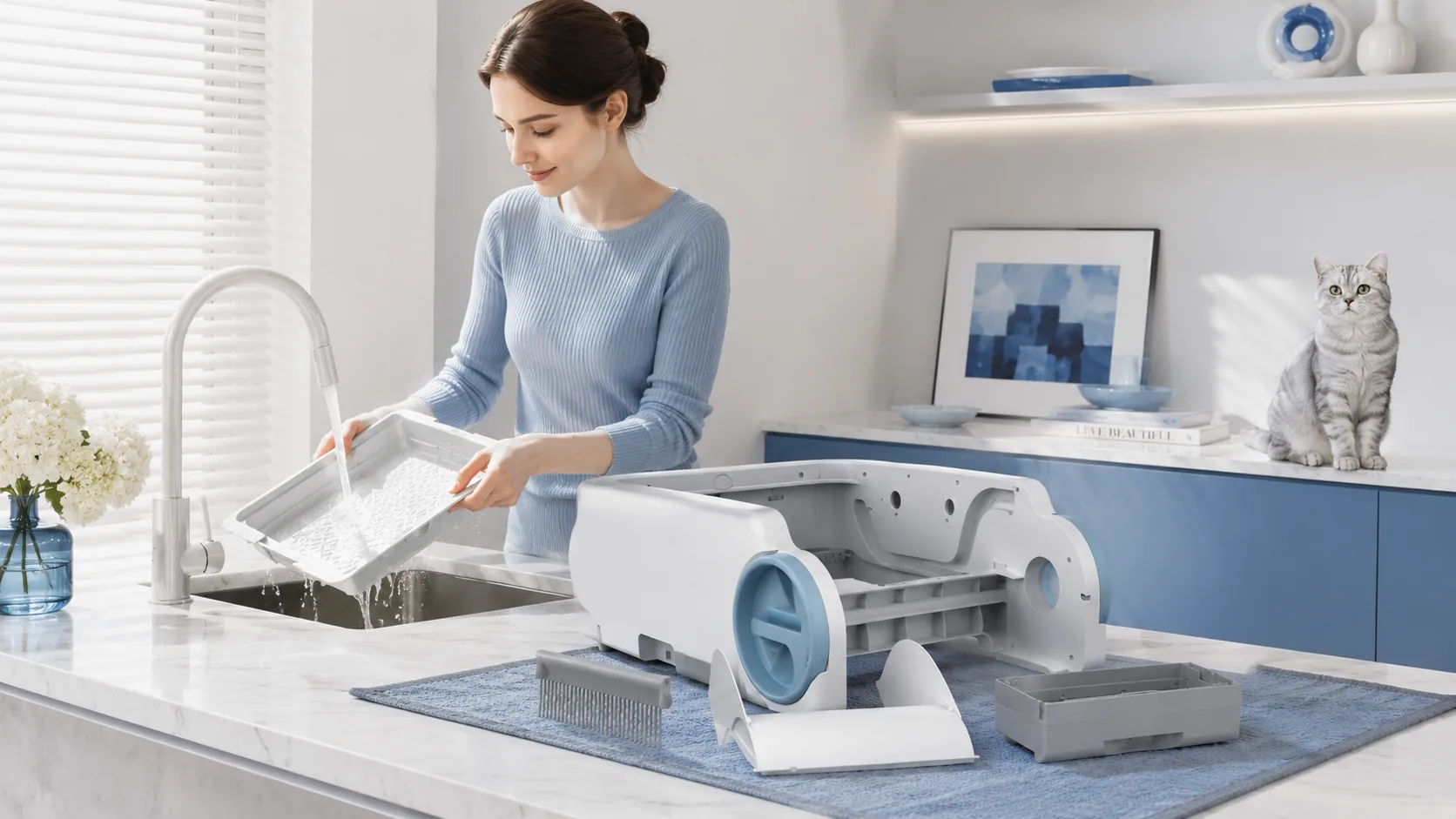Open-Top Deodorizing Smart Litter Box · Easy Disassembly Cleaning · GuardLynx