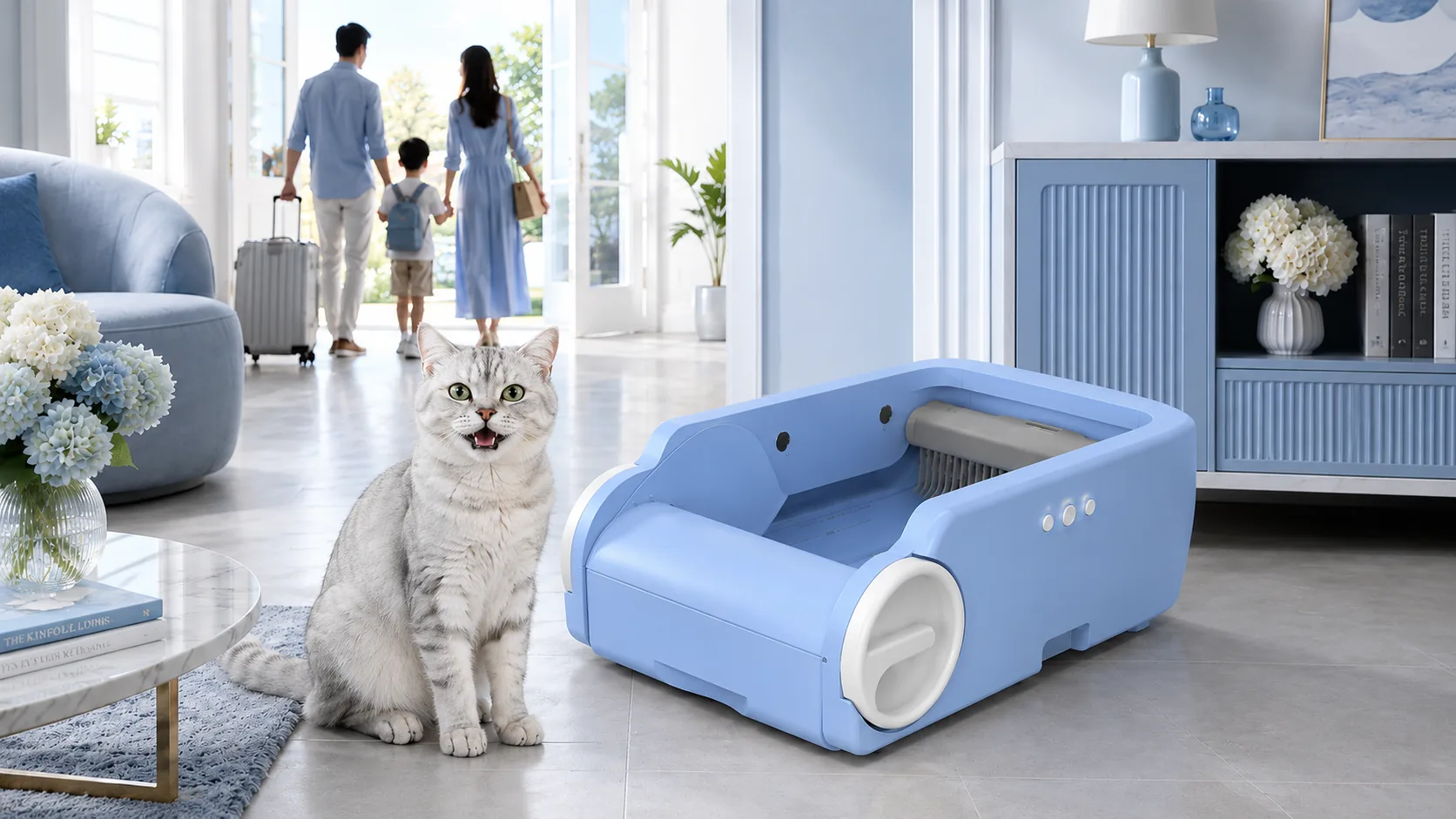 Open-Top Deodorizing Smart Litter Box · Worry-Free Going Out · GuardLynx