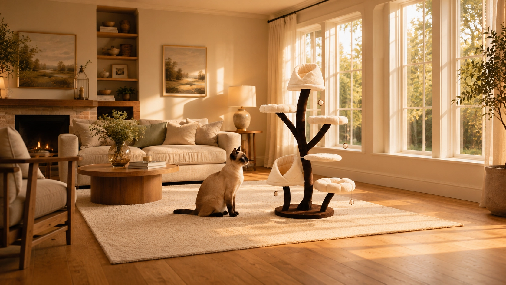 Bud Cat Tree Tower with Cozy Nest · GuardLynx