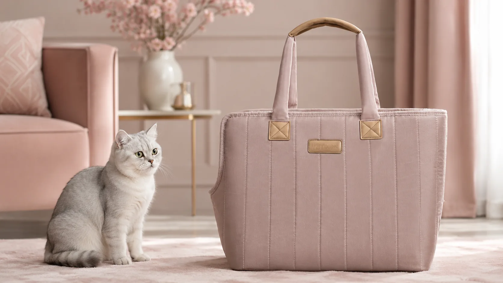 Luxury Waterproof Shoulder Cat Carrier Bag · Smoky Rose · GuardLynx
