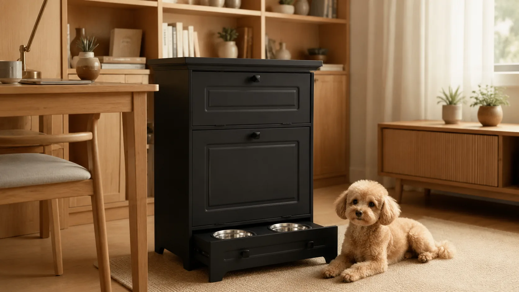 Pet Bowl Pull-Out Wooden Storage Cabinet · GuardHound DOG