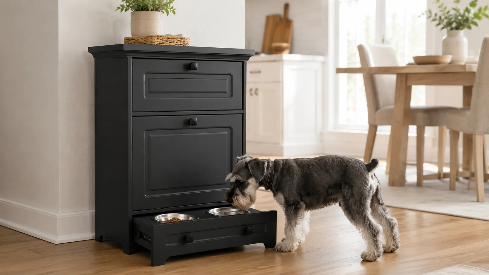 Pet Bowl Pull-Out Wooden Storage Cabinet · Dual Pull-Out Drawers · GuardHound DOG