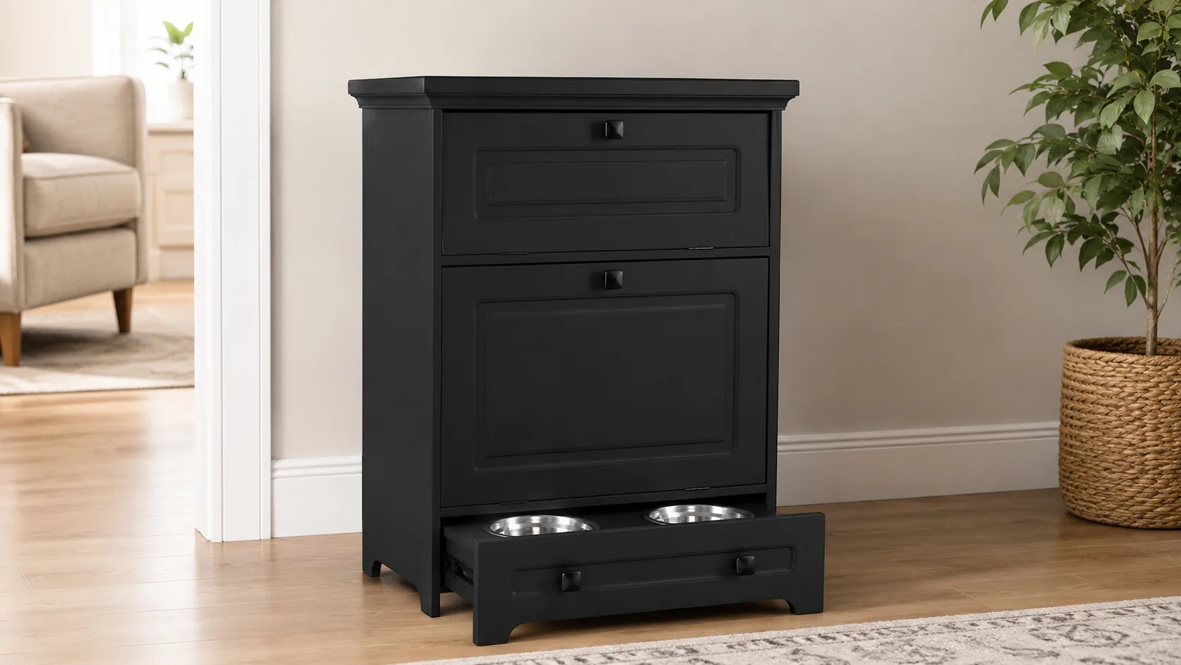 Pet Bowl Pull-Out Wooden Storage Cabinet · Detail image 1 · GuardHound DOG