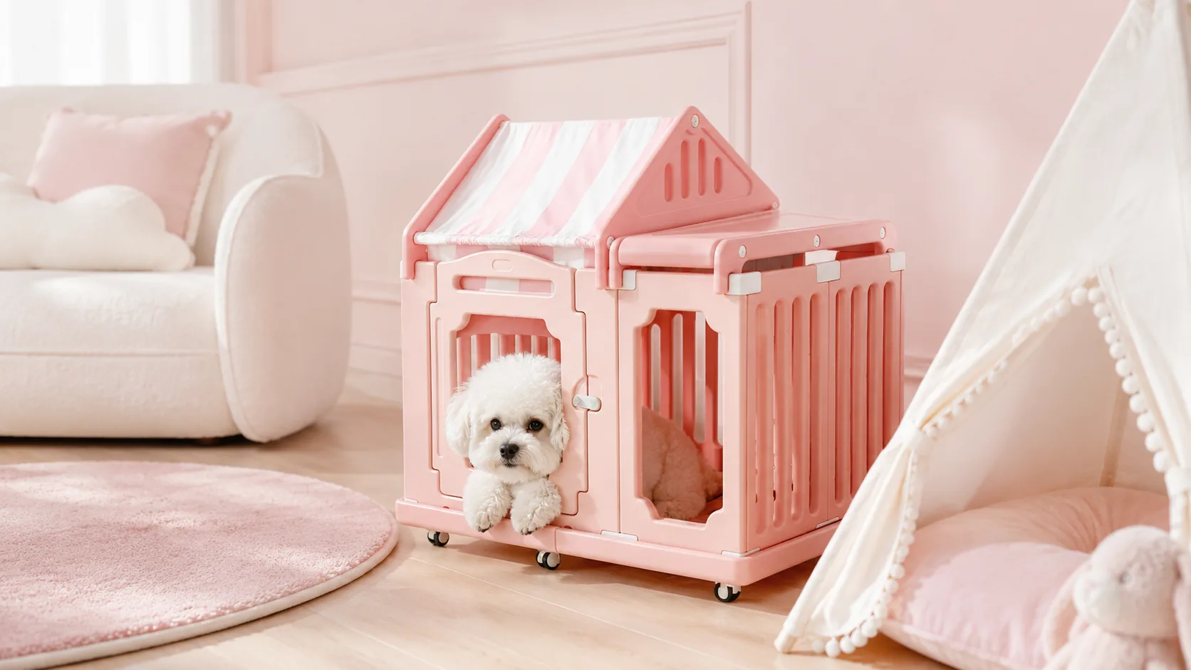 Luxury Pet Villa with Dual Cabin Design · Mobile Base with Wheels · GuardHound DOG