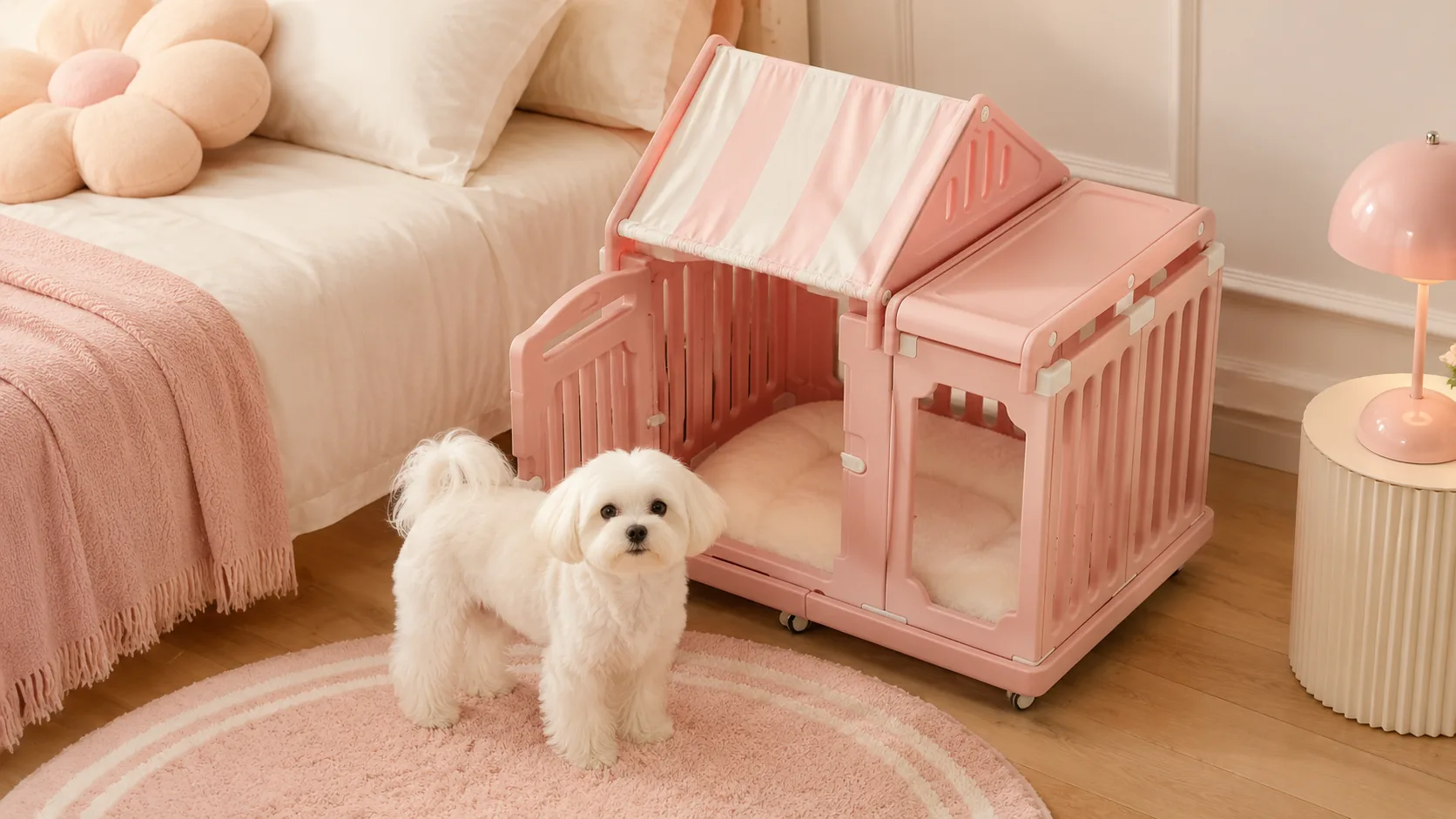 Luxury Pet Villa with Dual Cabin Design · Charming Pink Design · GuardHound DOG
