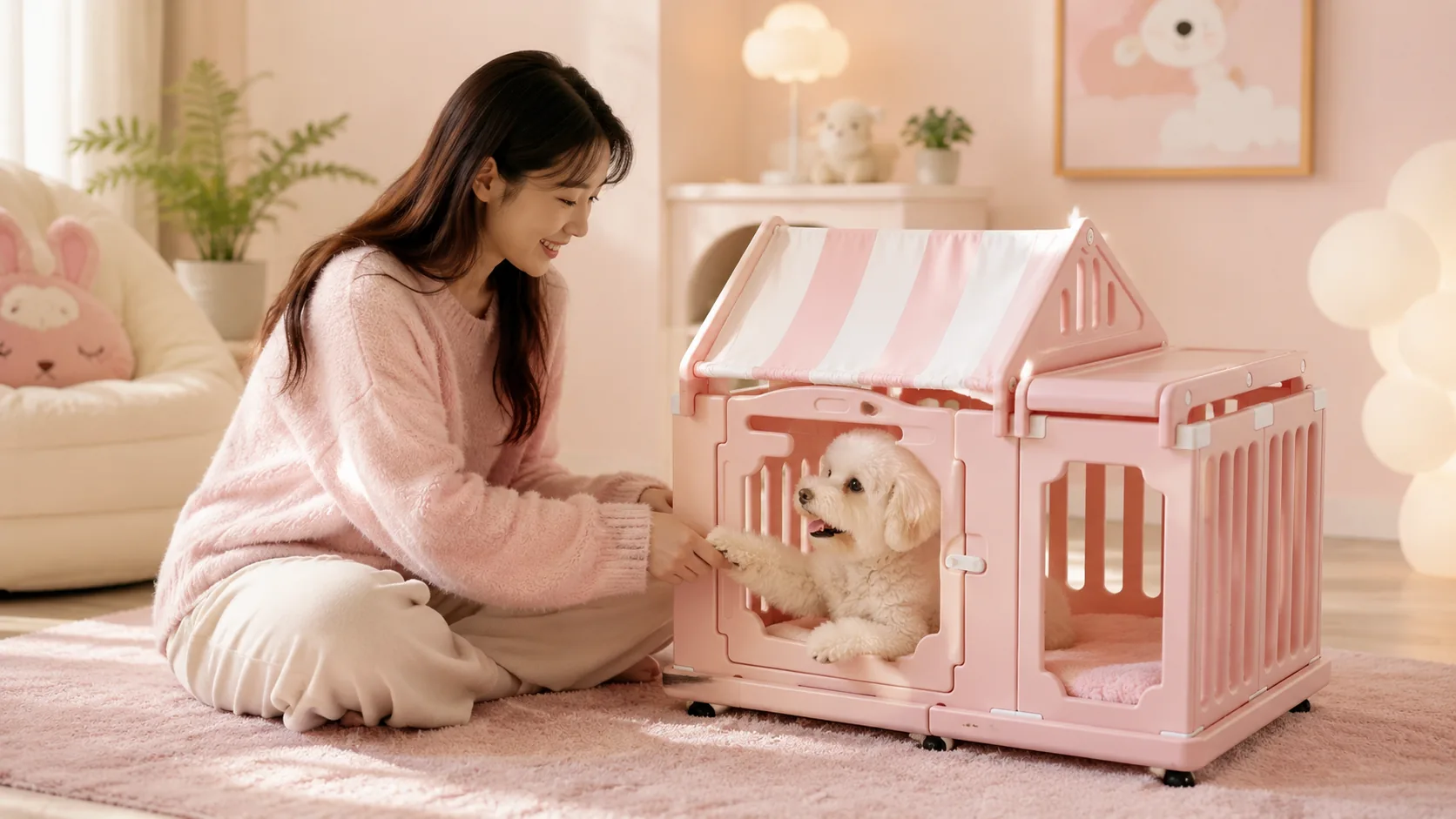 Luxury Pet Villa with Dual Cabin Design · Morning Sunlight at the Villa · GuardHound DOG