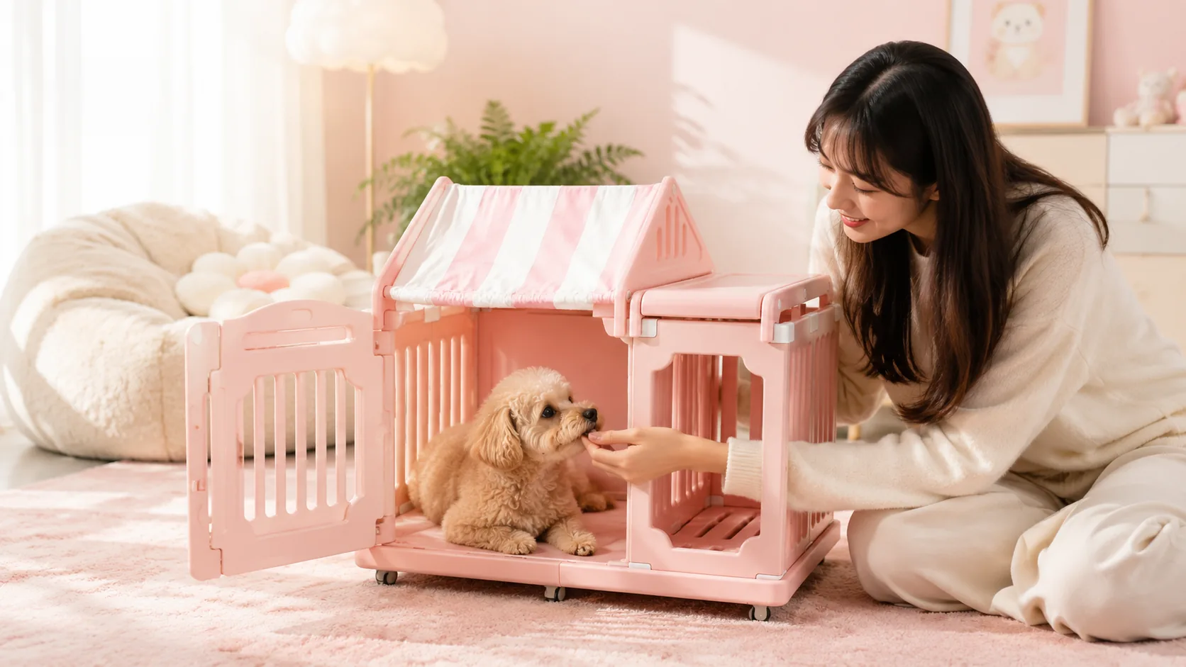 Luxury Pet Villa with Dual Cabin Design · Cozy Nighttime Sanctuary · GuardHound DOG