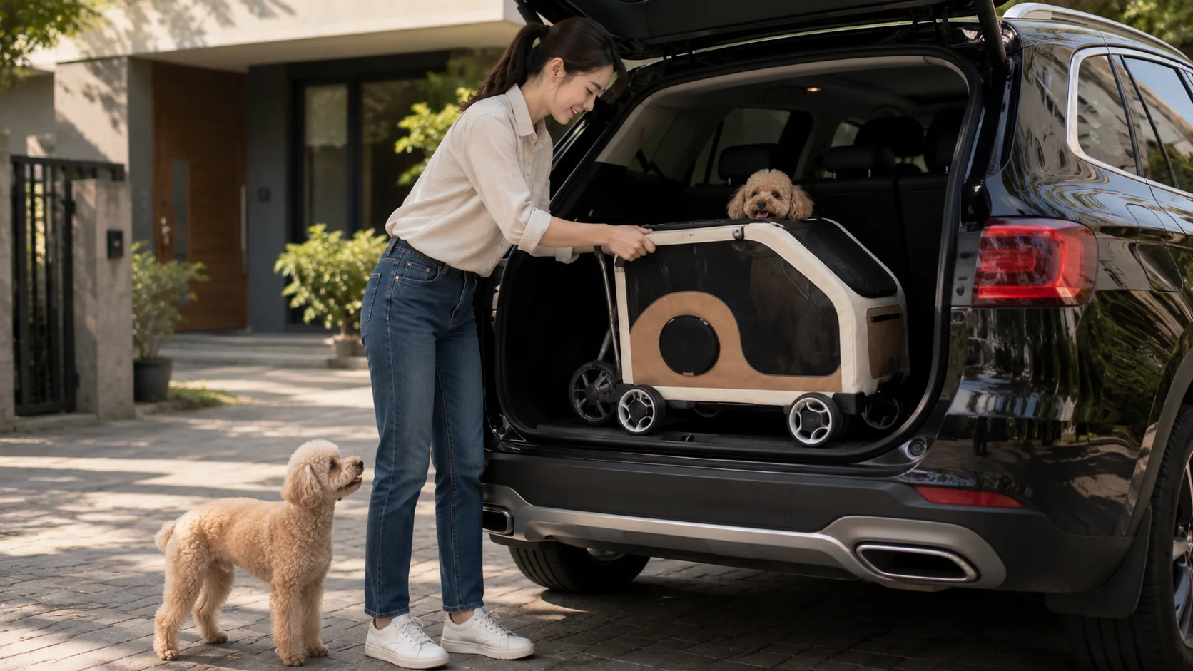 GuardHound Outdoor Pet Travel Luggage · Evening Neighborhood Walk · GuardHound DOG