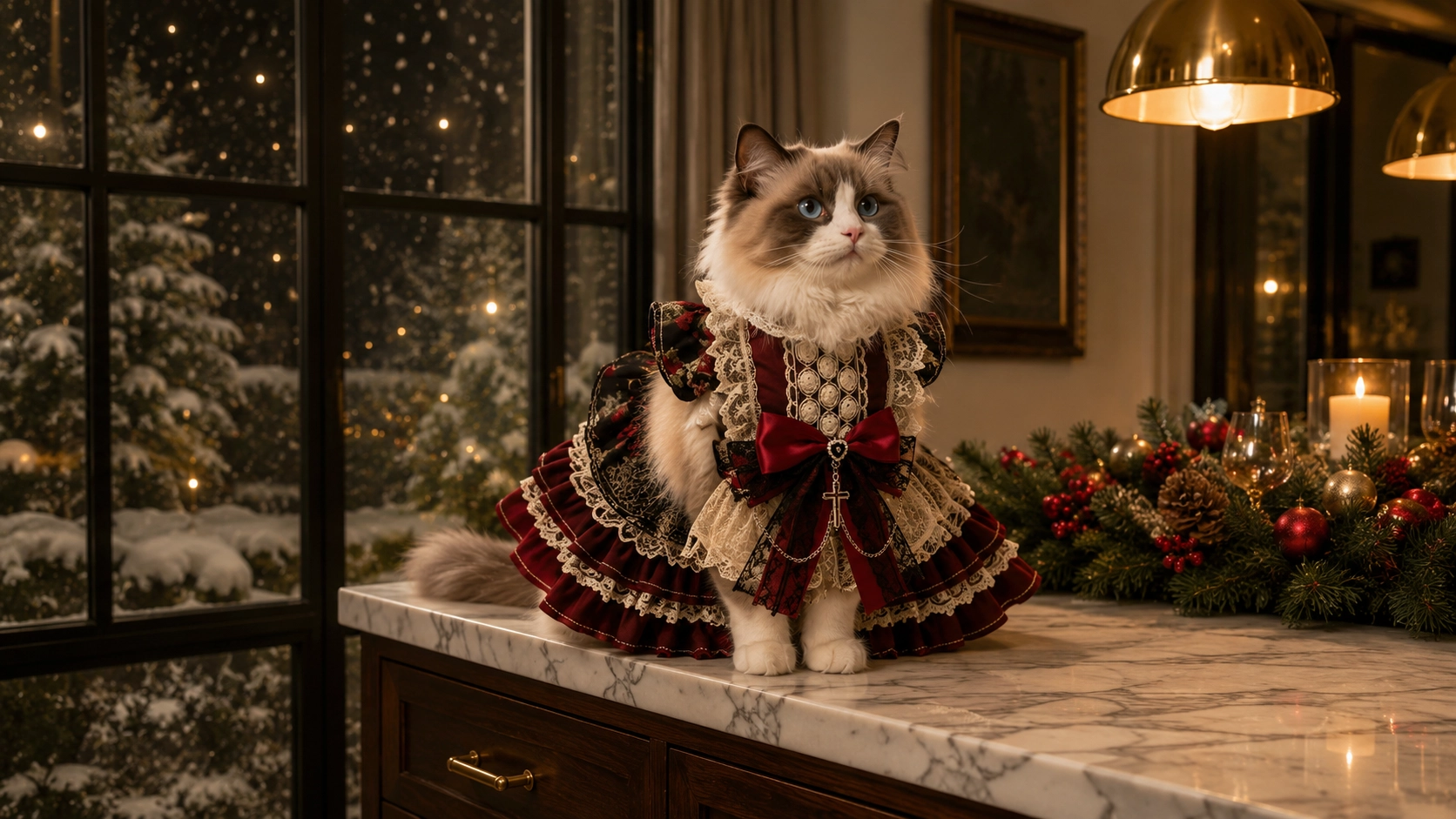 Lolita Vintage Cat Dress · Festive Ready · GuardLynx