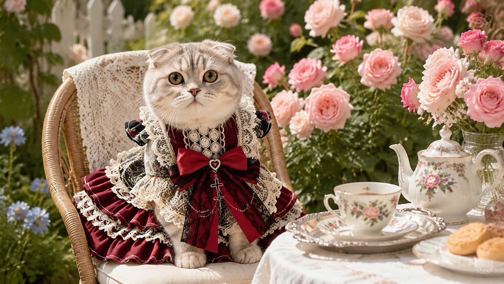 Lolita Vintage Cat Dress · Garden Tea Party · GuardLynx