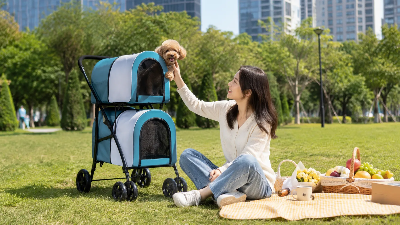 GuardHound Double-Decker Pet Stroller · One-Hand Fold · GuardHound DOG