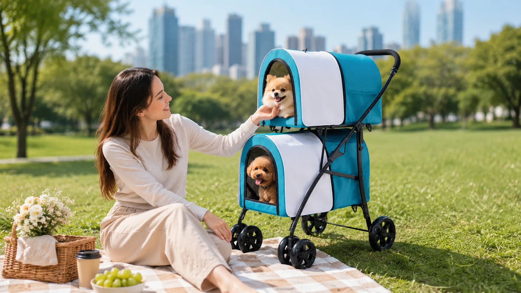GuardHound Double-Decker Pet Stroller · Smooth Swivel Wheels · GuardHound DOG