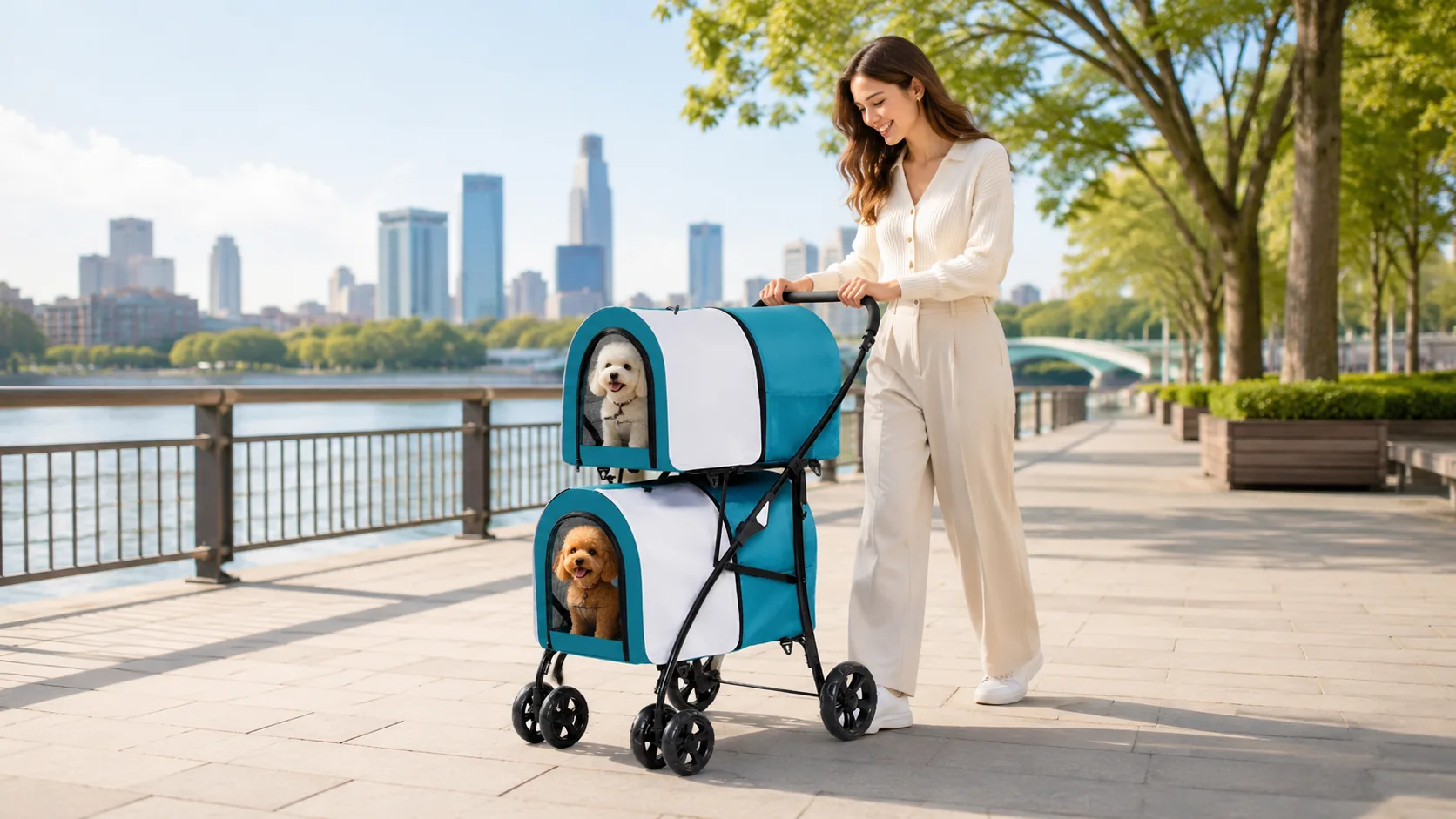 GuardHound Double-Decker Pet Stroller · Morning Park Walk · GuardHound DOG