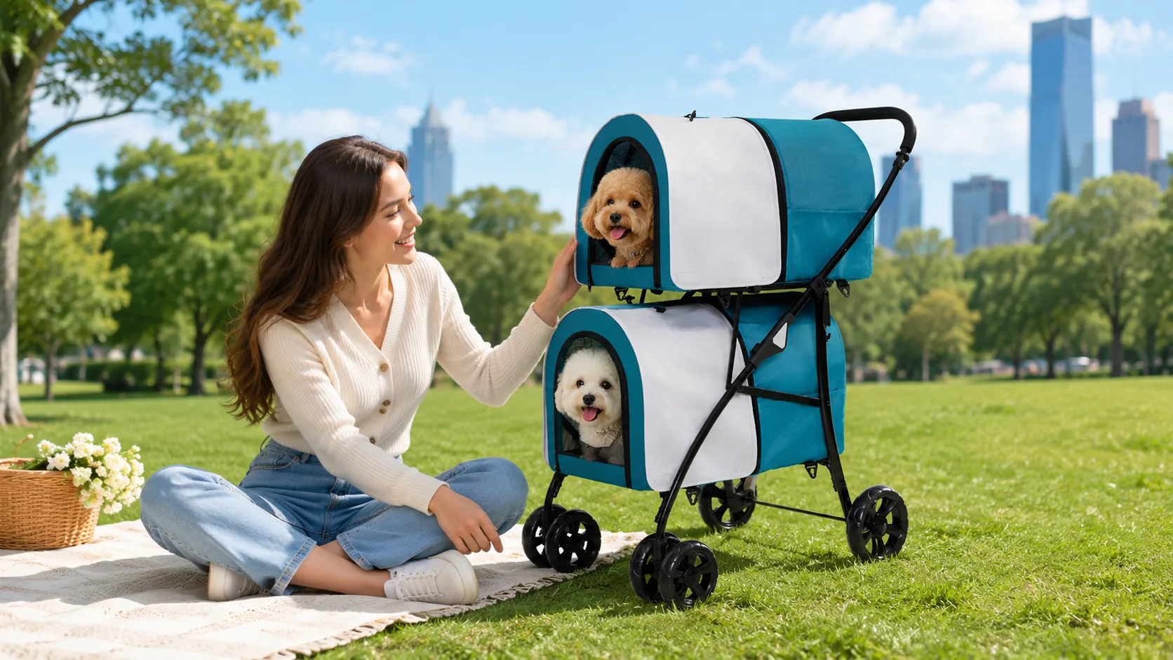GuardHound Double-Decker Pet Stroller · Afternoon Patio Relaxation · GuardHound DOG