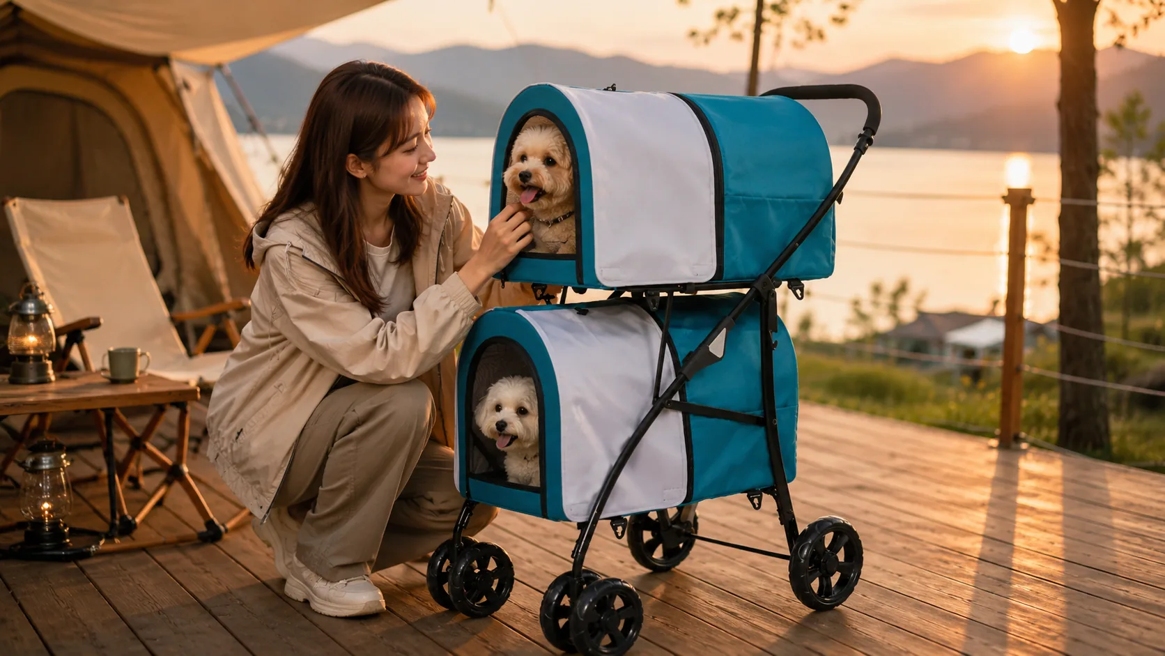 GuardHound Double-Decker Pet Stroller · Evening Neighborhood Stroll · GuardHound DOG