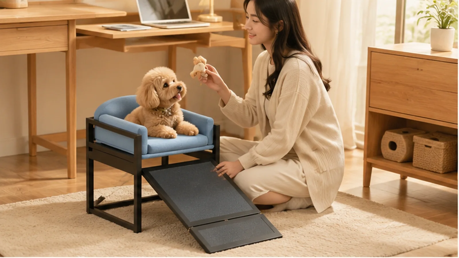 Dog Ramp Pet Sofa with Steps · Morning Living Room · GuardHound DOG