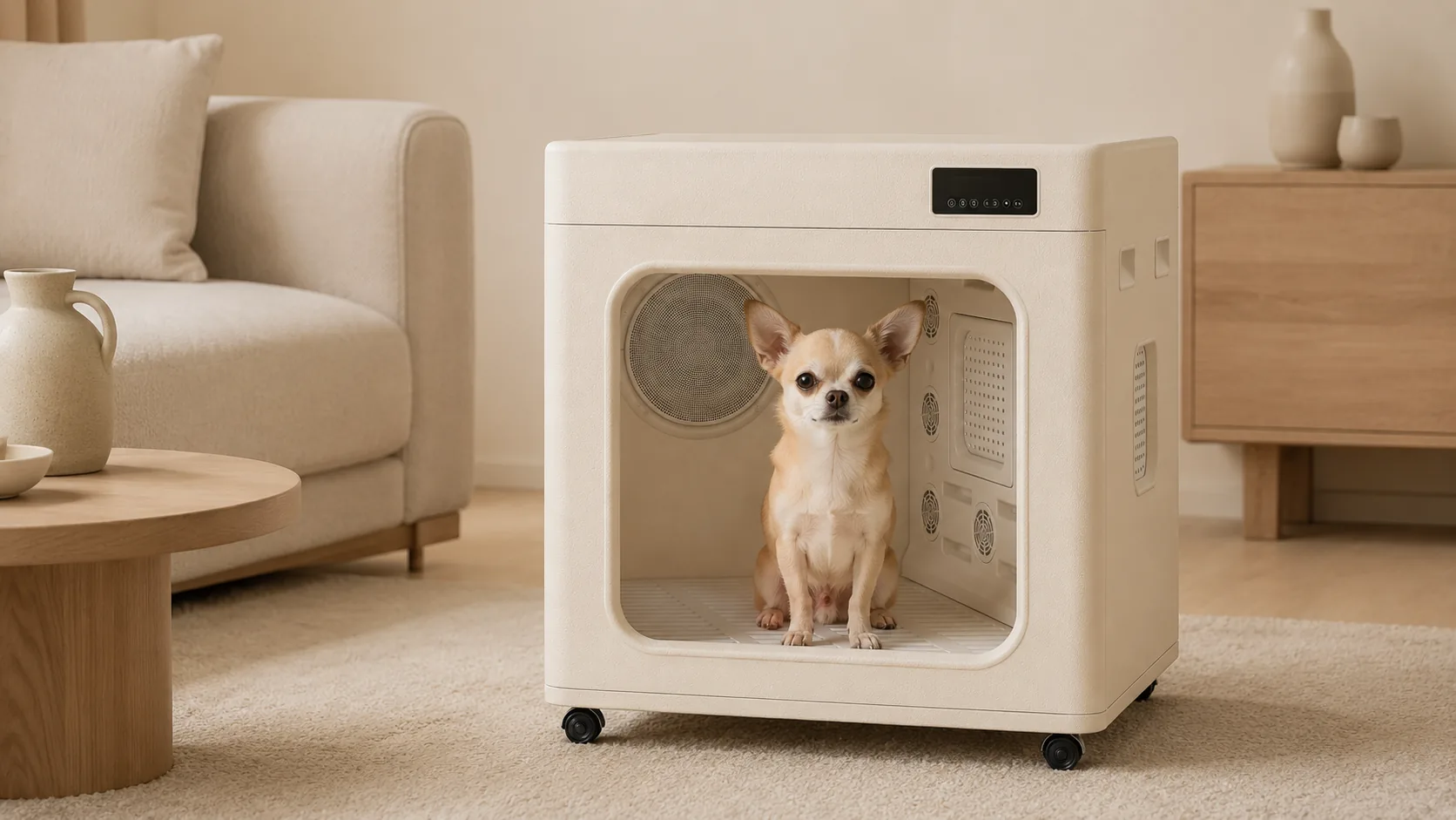 Smart Pet Drying Box with UV Sterilization · Soft Cream · GuardHound DOG