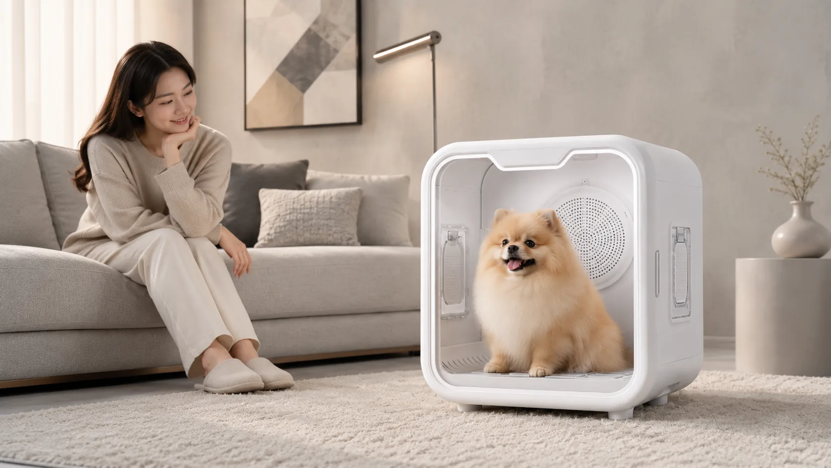 GuardHound Smart Pet Drying Box · French Bulldog Morning Drying · GuardHound DOG