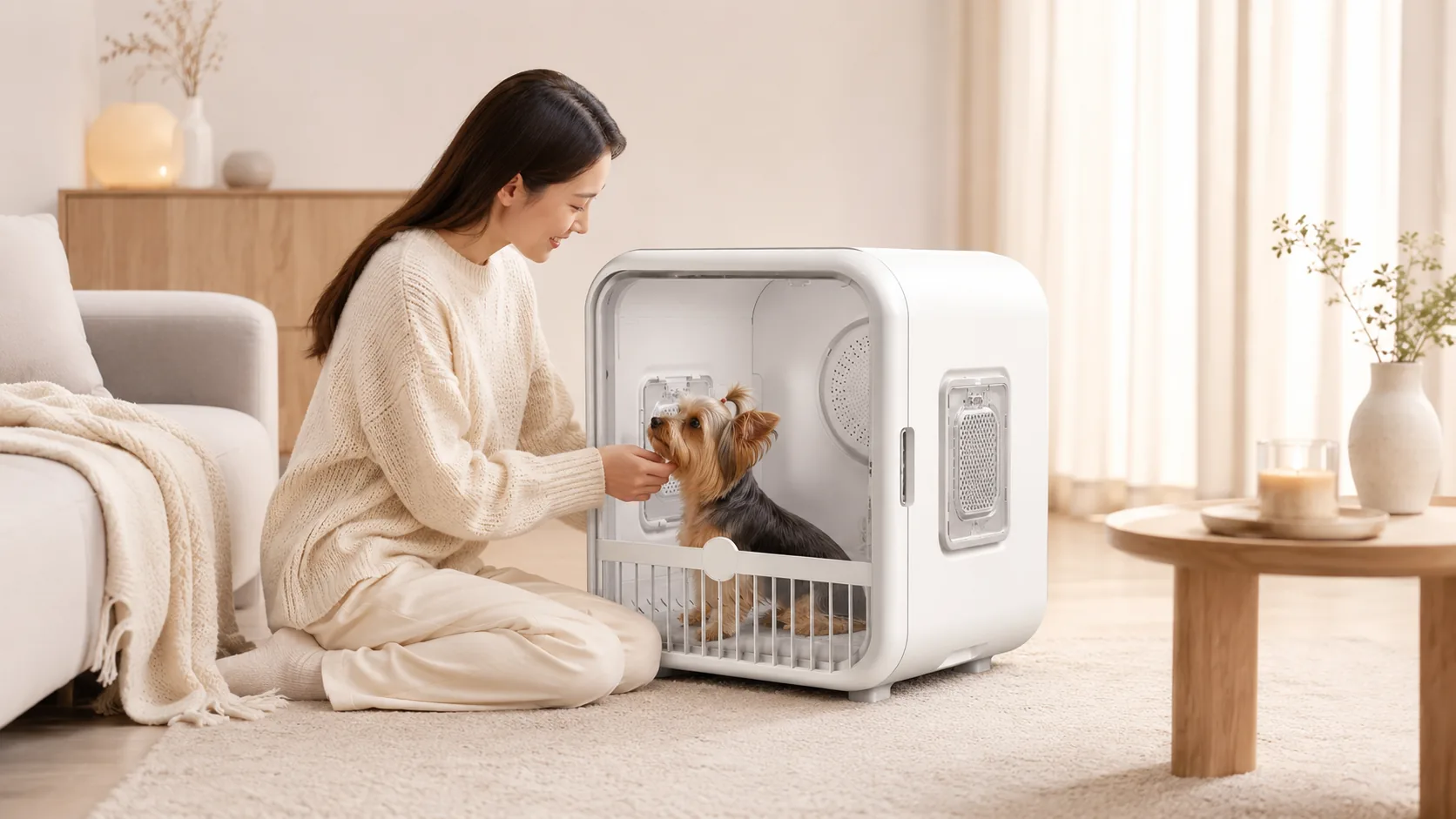 GuardHound Smart Pet Drying Cabinet · Afternoon Living Room Care · GuardHound DOG