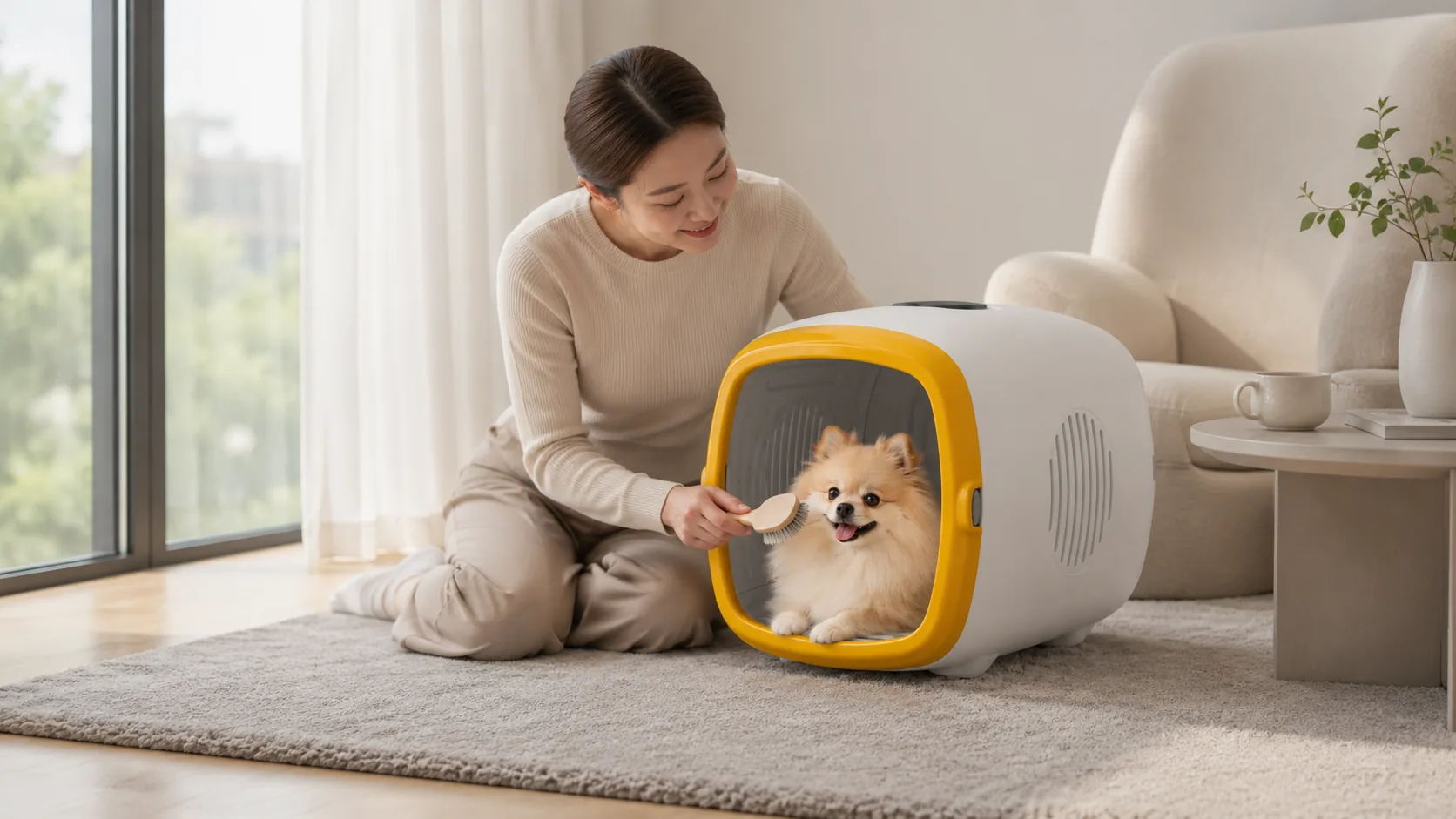 GuardHound Smart Pet Drying Cabinet · Afternoon Living Room Drying · GuardHound DOG